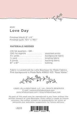 Love Day Quilt Pattern by Lella Boutique