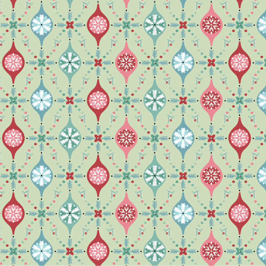 Frost And Flurry Mint Merry Berries Yardage by Sheri McCulley for Poppie Cotton Fabrics