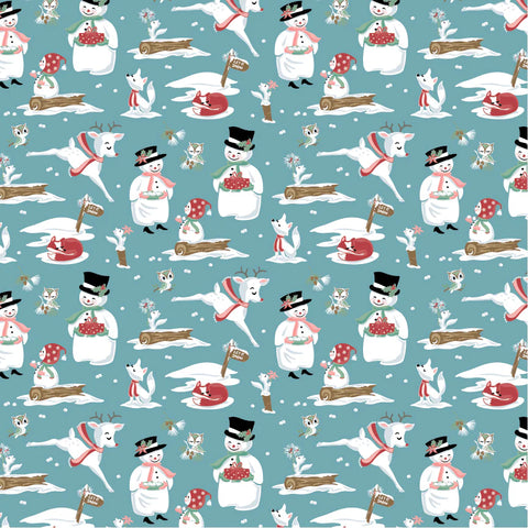 Frost And Flurry Blue Mr & Mrs Flurry Yardage by Sheri McCulley for Poppie Cotton Fabrics