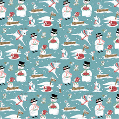 Frost And Flurry Blue Mr & Mrs Flurry Yardage by Sheri McCulley for Poppie Cotton Fabrics