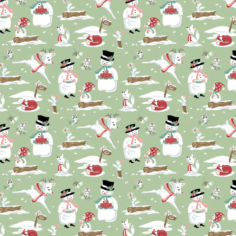 Frost And Flurry Mint Mr & Mrs Flurry Yardage by Sheri McCulley for Poppie Cotton Fabrics