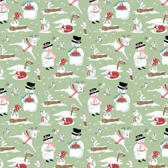 Frost And Flurry Mint Mr & Mrs Flurry Yardage by Sheri McCulley for Poppie Cotton Fabrics