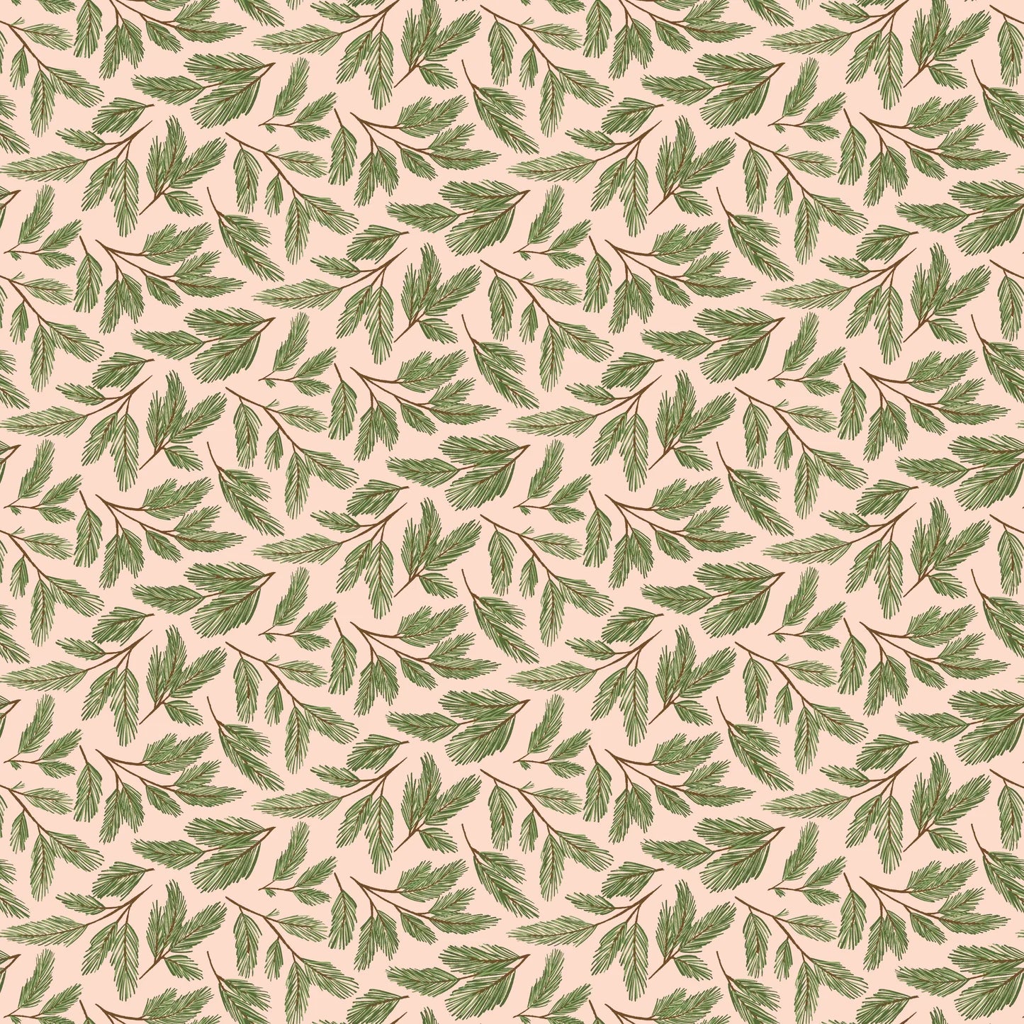 Prairie Christmas Natural Pine Boughs Tree Yardage by Amanda Grace for Poppie Cotton Fabrics