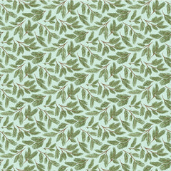 Prairie Christmas Teal Pine Boughs Tree Yardage by Amanda Grace for Poppie Cotton Fabrics