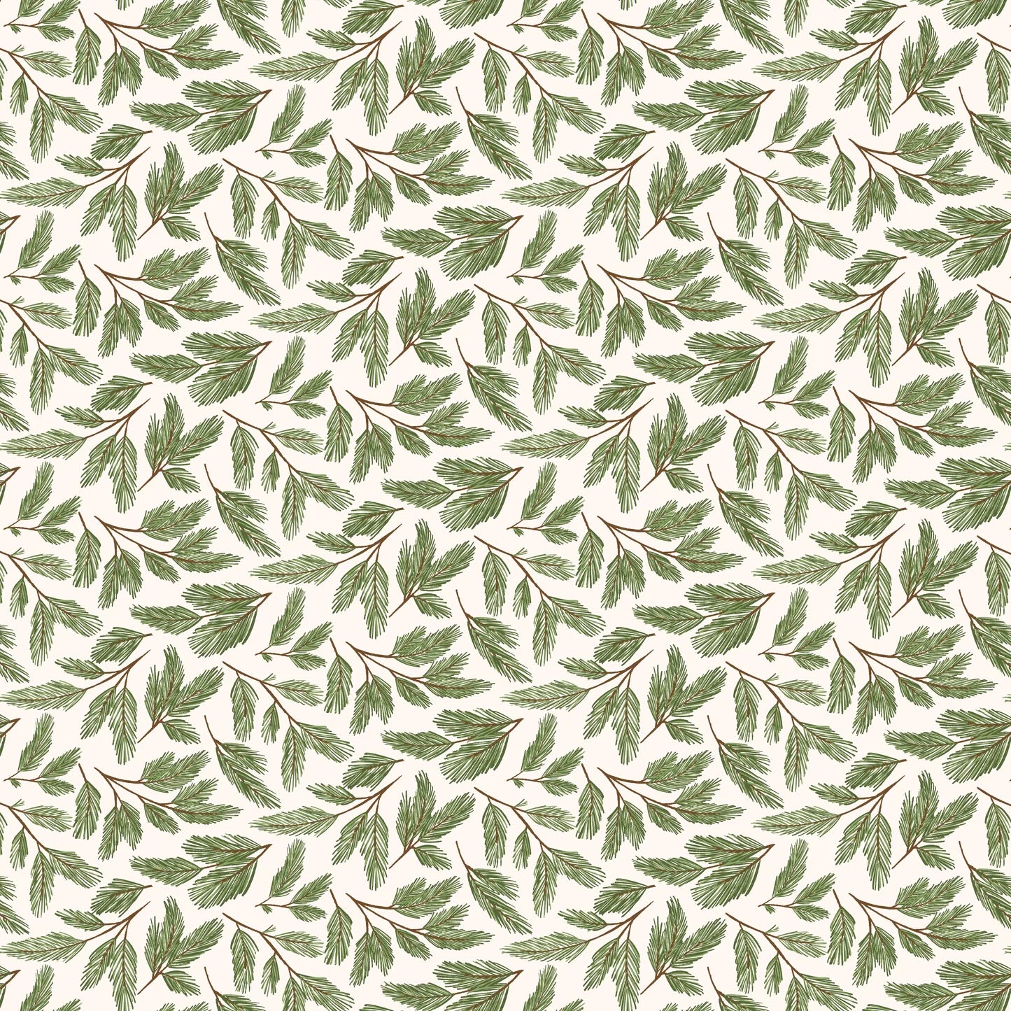 Prairie Christmas White Pine Boughs Tree Yardage by Amanda Grace for Poppie Cotton Fabrics