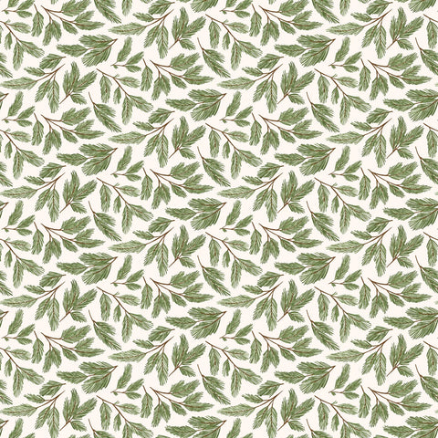 Prairie Christmas White Pine Boughs Tree Yardage by Amanda Grace for Poppie Cotton Fabrics