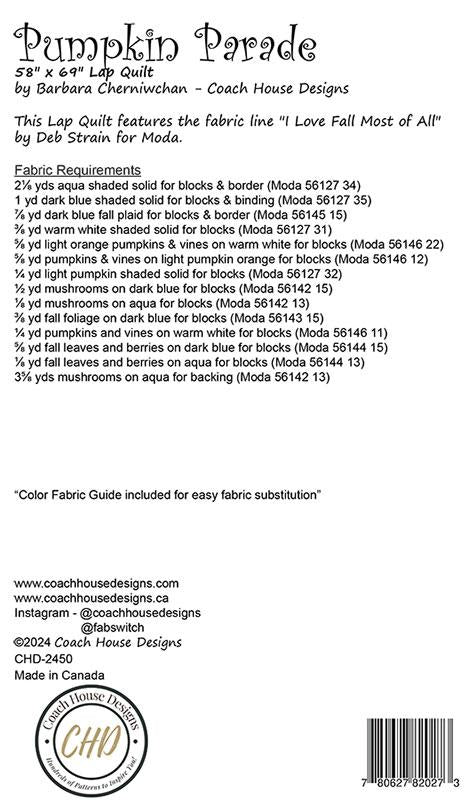 Pumpkin Parade Quilt Pattern by Coach House Designs