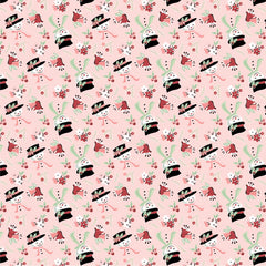 Frost And Flurry Pink Snow Tossed Yardage by Sheri McCulley for Poppie Cotton Fabrics