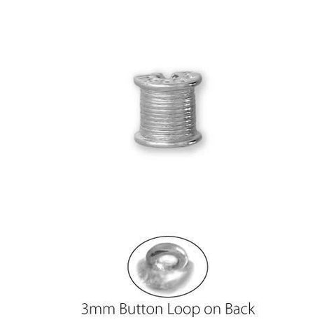 Spool of Thread Sterling Silver Coated Button
