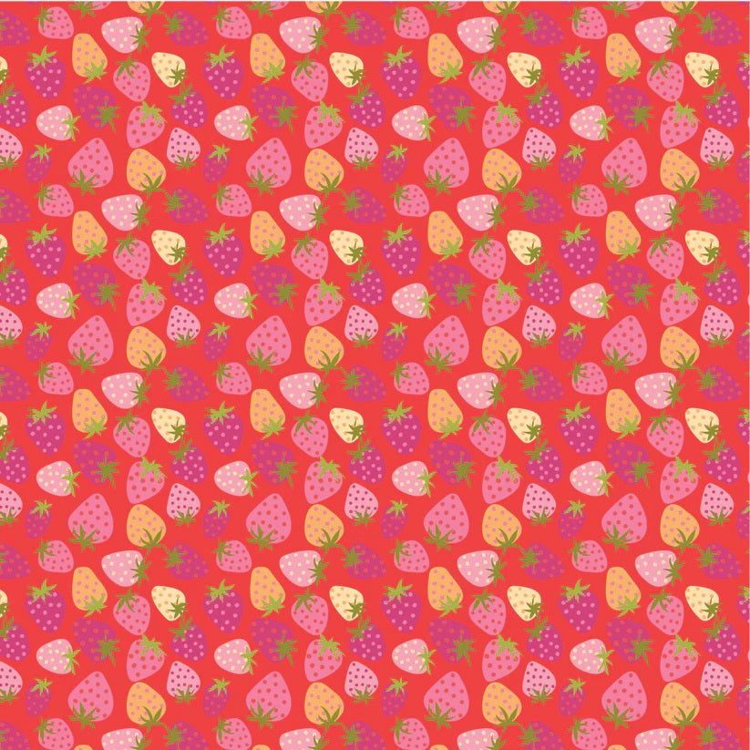 Calico Cowgirls Red Strawberry Pie Yardage by Lori Woods for Poppie Cotton Fabrics