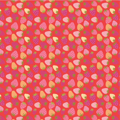 Calico Cowgirls Red Strawberry Pie Yardage by Lori Woods for Poppie Cotton Fabrics