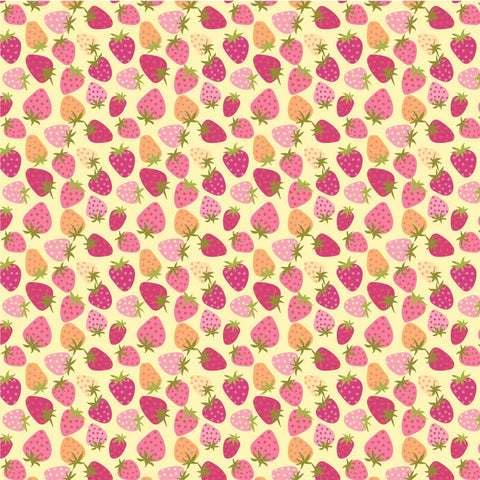 Calico Cowgirls Yellow Strawberry Pie Yardage by Lori Woods for Poppie Cotton Fabrics
