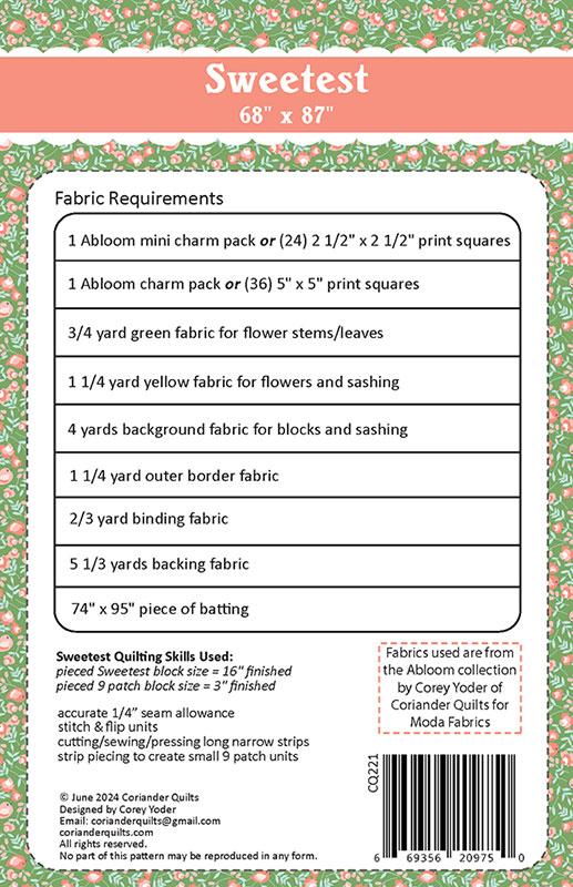 Sweetest Quilt Pattern by Coriander Quilts