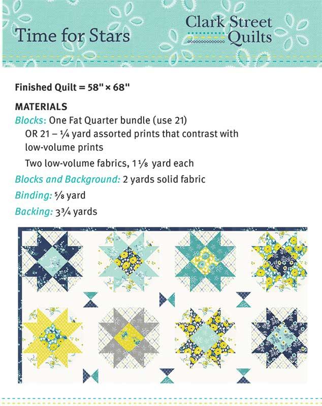 Time for Stars Quilt Pattern by Clark Street Quilts