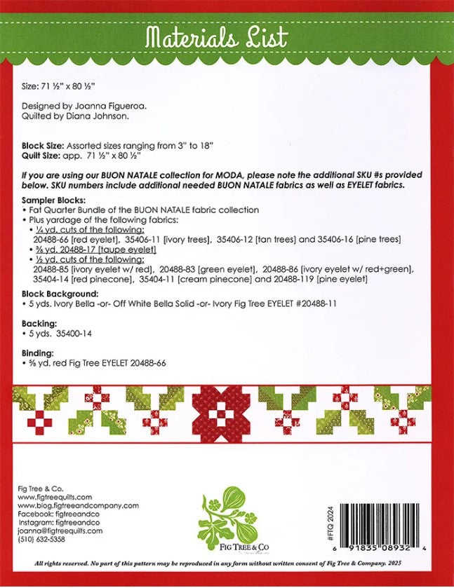 Twas the Night Before BOM Quilt Pattern by Fig Tree & Co.