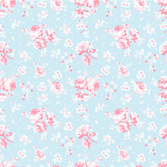 Elise Sky Blue Vintage Rose Yardage by Terri Henson for Poppie Cotton Fabrics