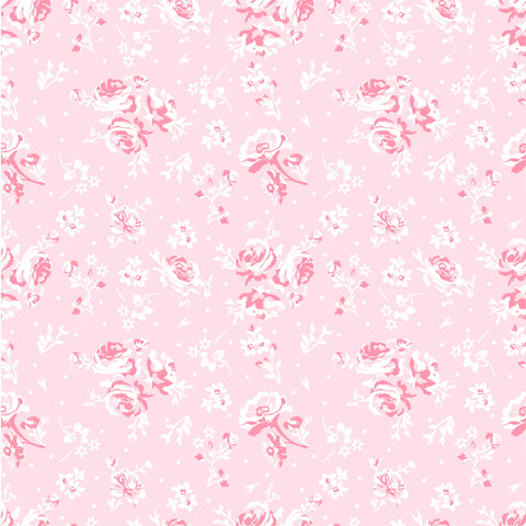 Elise Soft Pink Vintage Rose Yardage by Terri Henson for Poppie Cotton Fabrics