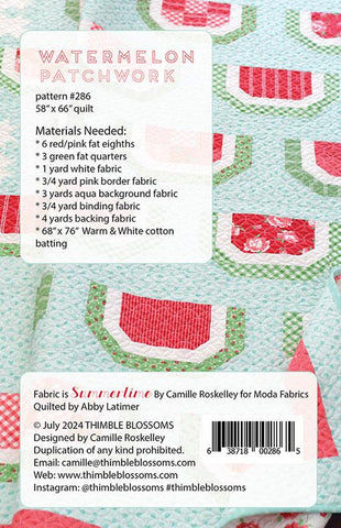 Watermelon Patchwork Quilt Pattern by Thimble Blossoms