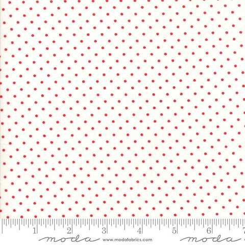 Essential Dots White Red Yardage by Moda Fabrics