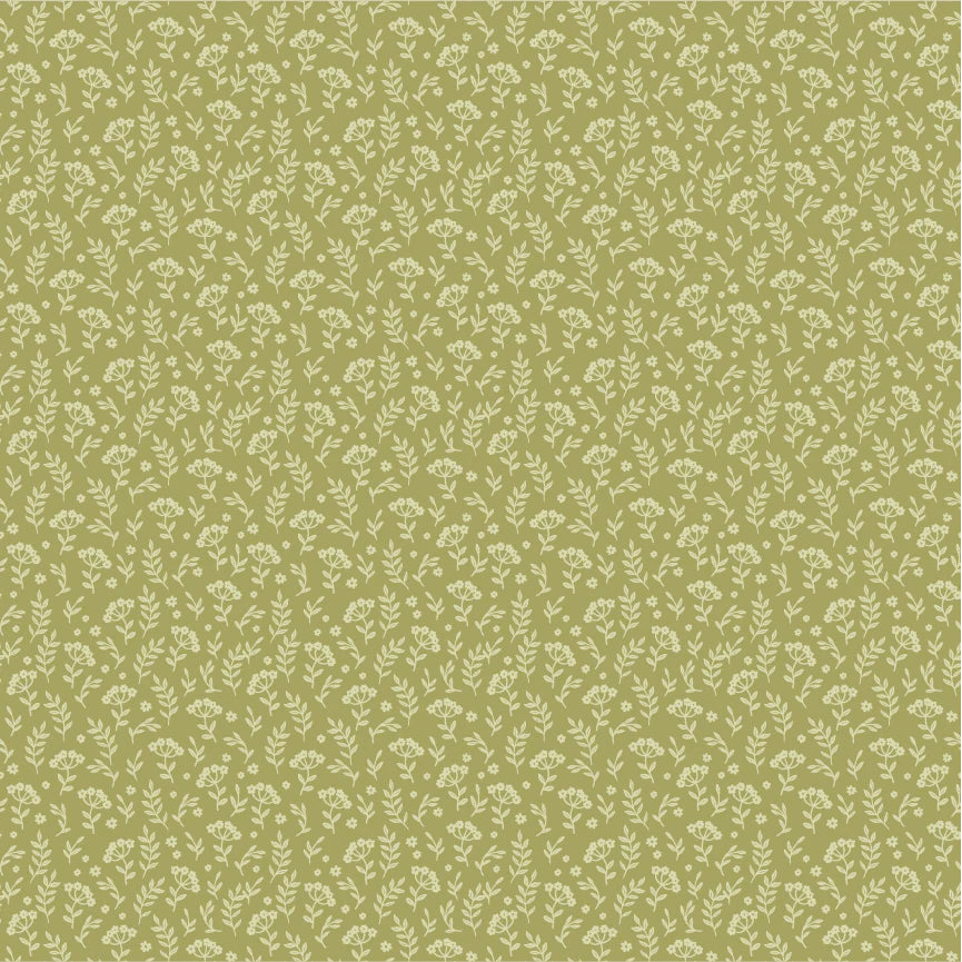 Promise Me Green XOXO Yardage by Michal Marko for Poppie Cotton Fabrics