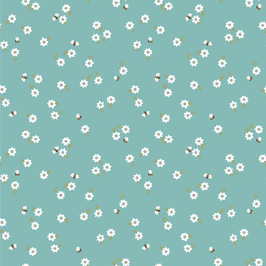 Promise Me Blue You're Invited Yardage by Michal Marko for Poppie Cotton Fabrics