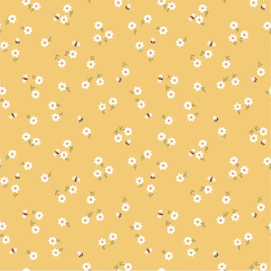 Promise Me Yellow You're Invited Yardage by Michal Marko for Poppie Cotton Fabrics