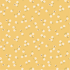 Promise Me Yellow You're Invited Yardage by Michal Marko for Poppie Cotton Fabrics