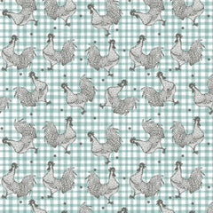 Farm Fresh Turquoise Roost yardage by Jessica Flick for Benartex Fabrics