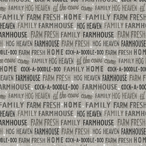 Farm Fresh Grey Words Yardage by Jessica Flick for Benartex Fabrics