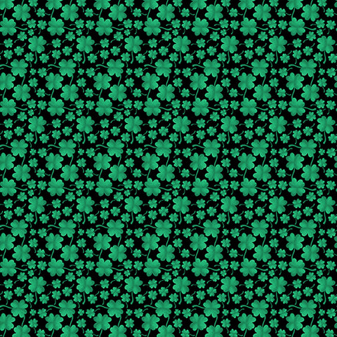 Luck Of The Gnomes Black Mini Clovers Yardage by Andi Metz for Benartex