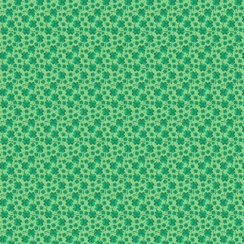 Luck Of The Gnomes Kelly Green Mini Clovers Yardage by Andi Metz for Benartex