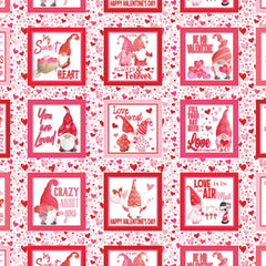 Be My Gnomie White My Gnomie Boxes Yardage by Andi Metz for Benartex