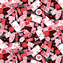 Be My Gnomie Black Love Letters Yardage by Andi Metz for Benartex