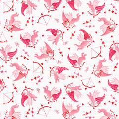 Be My Gnomie White Cupid Gnomes Yardage by Andi Metz for Benartex