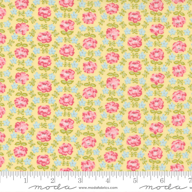 Grace Sunbeam Honeycomb Posies Yardage by Brenda Riddle Designs for Moda Fabrics