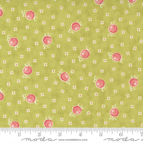 Stitched Grass Raspberry Floral Yardage by Fig Tree for Moda Fabrics