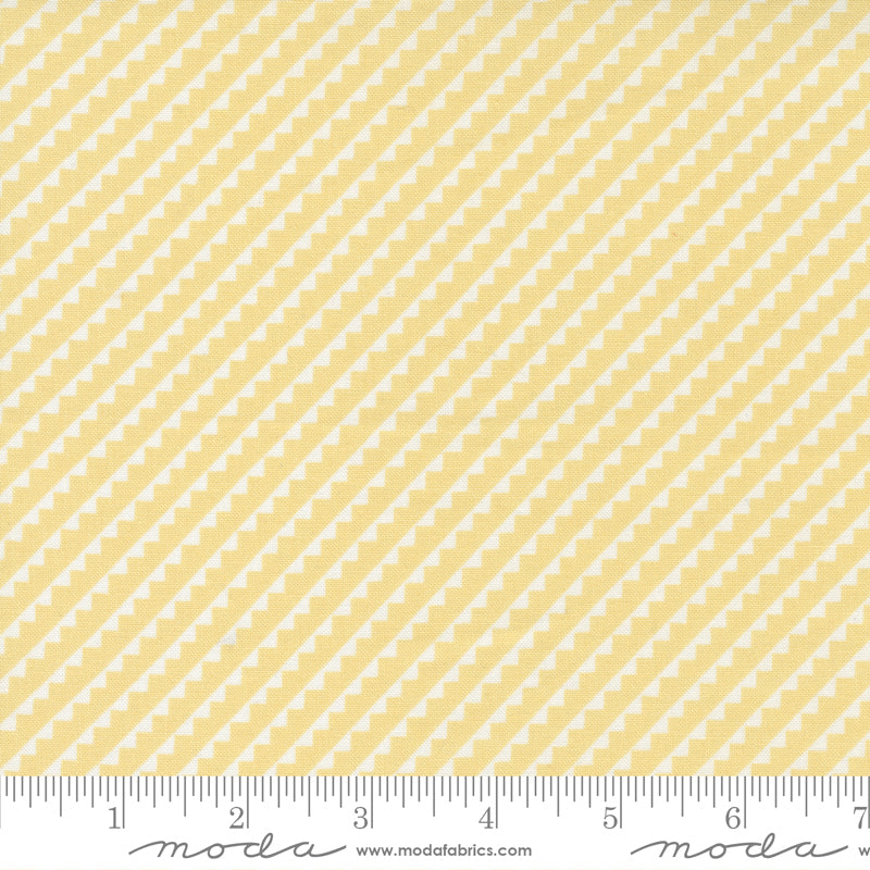 Stitched Buttercup Pinked Stripe Yardage by Fig Tree for Moda Fabrics