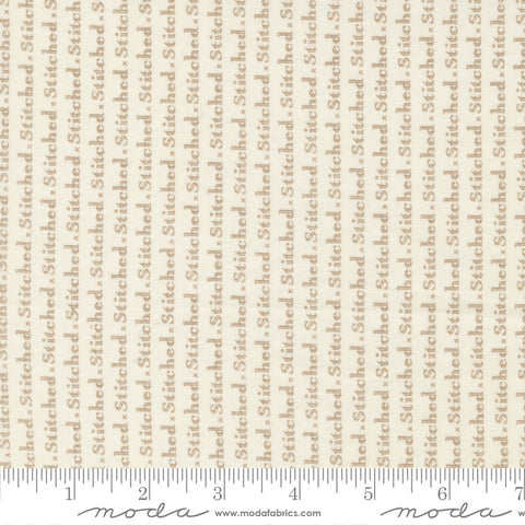 Stitched Vanilla Slate Stitch Text Yardage by Fig Tree for Moda Fabrics
