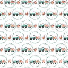 My Heart Belongs To My Farmer White Tractor Pull Yardage by Lori Woods for Poppie Cotton Fabrics