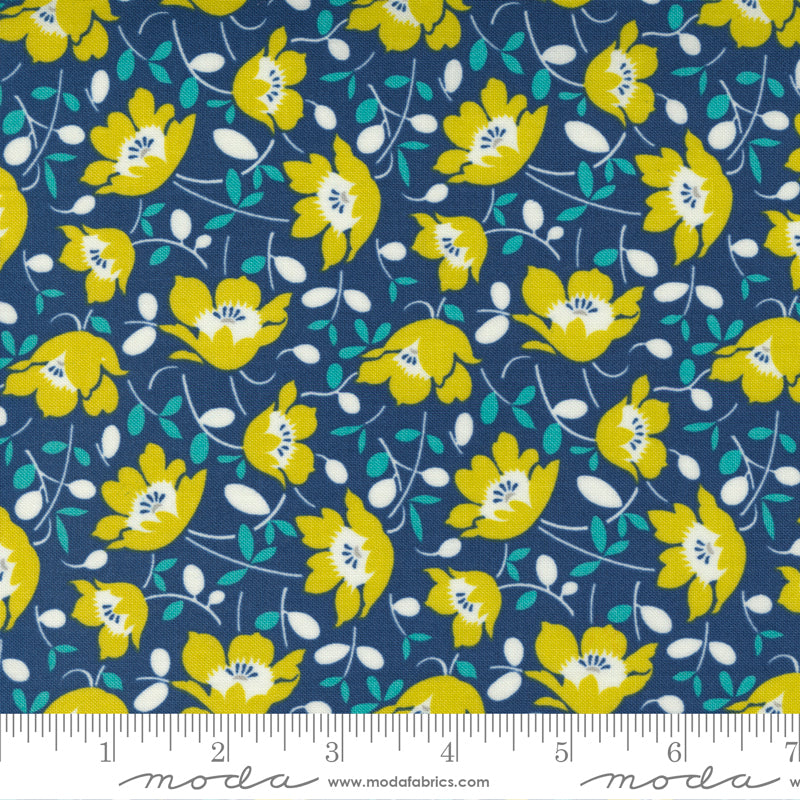 Morning Light Bluebird Windswept Floral Yardage by Linzee McCray for Moda Fabrics