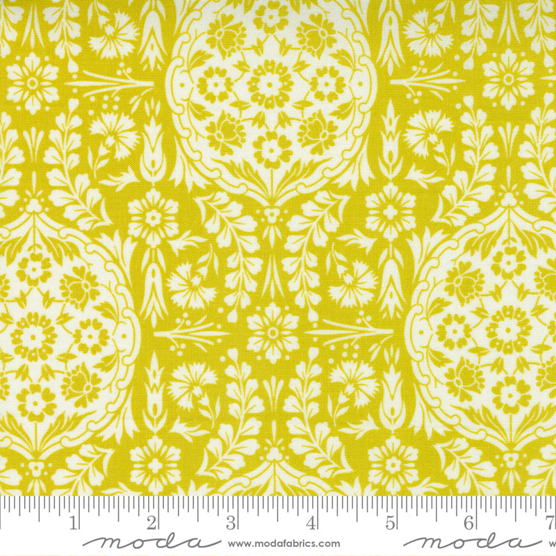 Morning Light Sprout Damask Garden Yardage by Linzee McCray for Moda Fabrics