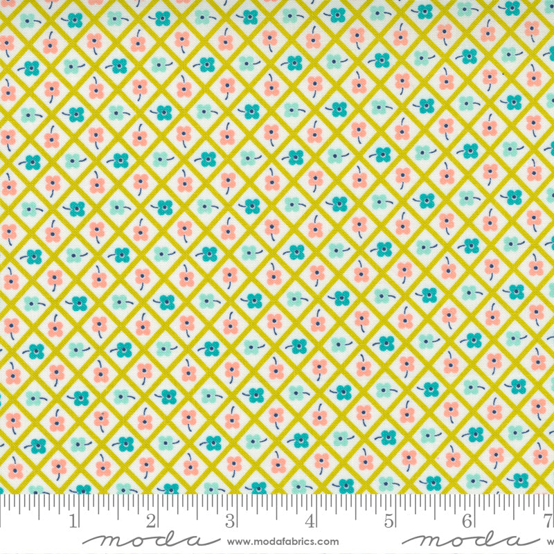 Morning Light Sprout Chockablock Check Yardage by Linzee McCray for Moda Fabrics