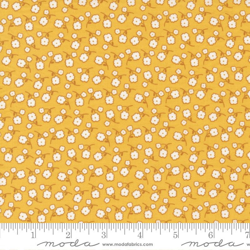 Zinnia Saffron Sunny Flowers Yardage by April Rosenthal for Moda Fabrics