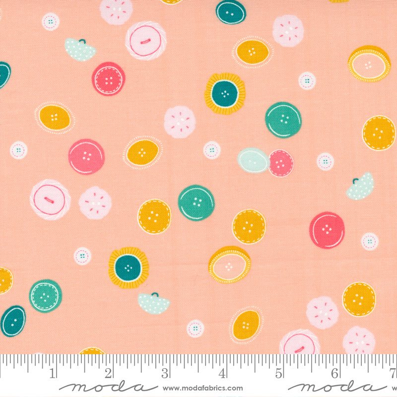 Sew Wonderful Peachy Button Drop Yardage by Paper & Cloth for Moda Fabrics