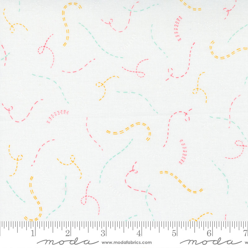 Sew Wonderful Powder Multi Stitch In Time Yardage by Paper & Cloth for Moda Fabrics