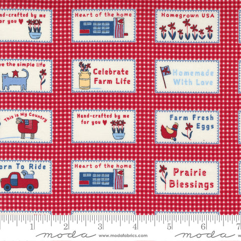 Prairie Days Prairie Red Prairie Tags Yardage by Bunny Hill Designs for Moda Fabrics