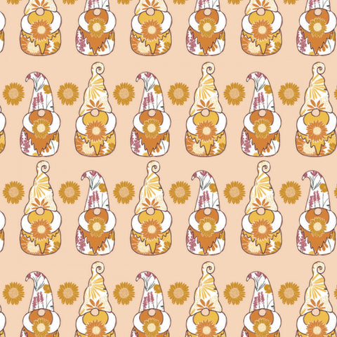 Harvest Time Blush Gnome Sweet Gnome Yardage designed by Vicky Yorke for Camelot Fabrics