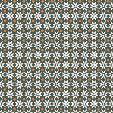 Harvest Time Green Tiles Yardage designed by Vicky Yorke for Camelot Fabrics