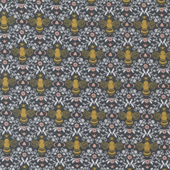Midnight in the Garden Charcoal Honeybee Toile Yardage by Sweetfire Road for Moda Fabrics