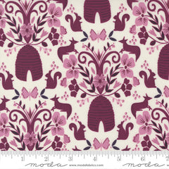 Wild Meadow Porcelain Boysenberry Flora and Fauna Yardage by Sweetfire Road for Moda Fabrics